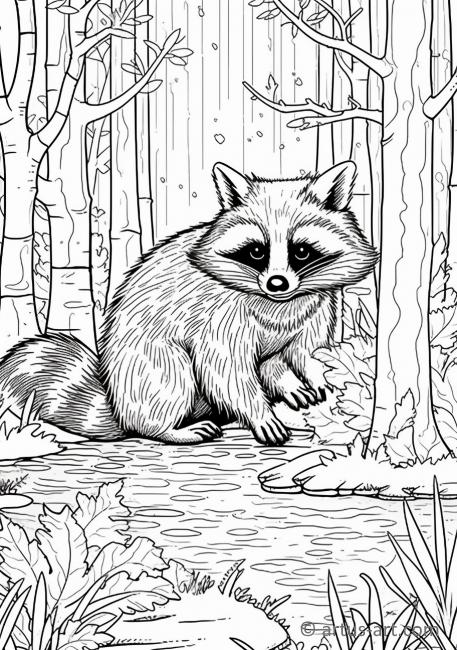 Raccoon Coloring Page For Kids